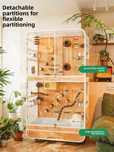 Gabbia Grande per Uccelli in Acciaio al Carbonio e Vetro, Design Anti-fuga a Più Livelli, Villa Deluxe per Uccelli, Allestimento Eco-compatibile per <span class=keywords><strong>Pappagalli</strong></span> e Piccoli Animali - Product Image 3