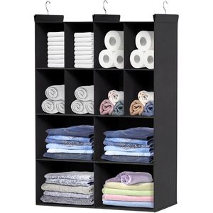 Organisateur de placard suspendu à 12 compartiments, 4 niveaux, en tissu non tissé, pour le rangement des vêtements dans la chambre - Product Image 1