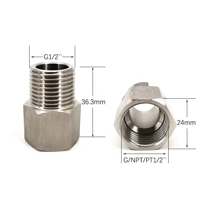 OEM Service Forged Hex Male Connector Thread Stainless Steel Npt Hex Head Nipple Tube Connector Hose Fittings