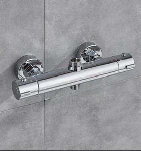 Miscelatore <span class=keywords><strong>Doccia</strong></span> Termostatico a Doppia Maniglia in Ottone Cromato Lucido con Getto Morbido, Montaggio a Parete e Valvola in Ceramica - Product Image 2