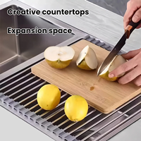 Égouttoir pliable pour évier de cuisine en acier inoxydable, tapis de séchage pour vaisselle, ustensiles, fruits et légumes, organisateur de rangement