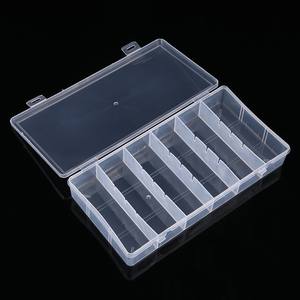 Caja de almacenamiento de plástico transparente rectangular con 6 compartimentos para piezas de joyería, contenedor de almacenamiento de escritorio para organizar el hardware, 21x11x3,3 cm - Product Image 3