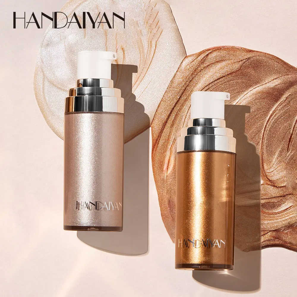 Handaiyan destacador líquido metálico 20ml, iluminador facial e corporal, luminoso, brilhante, maquiagem, paleta corpo, bronze