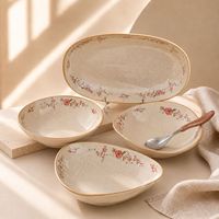 Bol à soupe, assiette à poisson, assiette triangulaire, bol à riz, bol à nouilles en céramique Su Tang de haute qualité, avec couleur sous-glaçure japonaise et design mignon