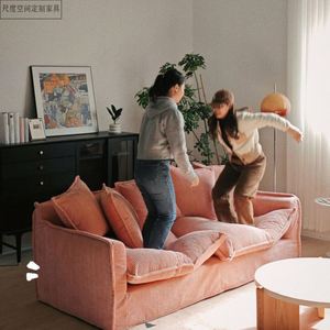 Sofá de Tela de Pana de Lujo Estilo Nórdico para Sala de Estar, Sofá de Tres Plazas con Cojines Suaves, Desmontable y Lavable, Sofá de Descanso Personalizable - Product Image 6