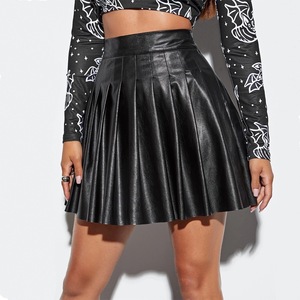 2026 Sexy And Elegant High Waist PU Leather Pleated Mini Leather Skirt - Product Image 1