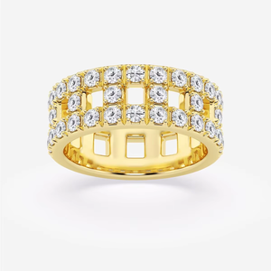 แหวนเพชรทรงกลมสองแถว 1.50 กะรัต แหวนทองสำหรับผู้หญิง 14K 18K สไตล์หรูหรา - Product Image 1