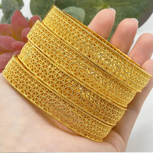 Brazalete de Moda Geométrico Chapado en Oro de 24K para Mujer, Estilo Dubái, Joyería de Boda para Novia India o Árabe - Product Image 5