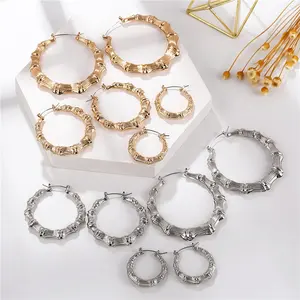 Isunni 2021 New Earing Jewelry Fall Winter Trends 925 Small Bamboo Earrings Hoops Gold Plated