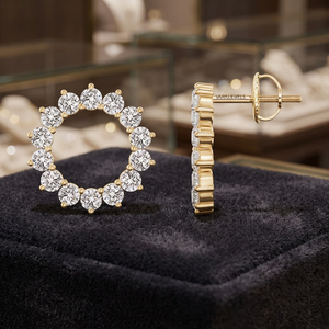 Pendientes de Aro con Diamantes Redondos de Corte Brillante Vaayu Jewels, Oro de 10K, 14K, 18K, Plata 925, 935, Joyería de Lujo para Mujer, Compromiso, Boda - Product Image 1