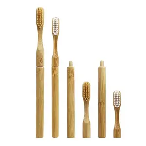 Vendita calda campione gratuito 100% spazzolino da denti in bambù biodegradabile usa e getta con logo personalizzato