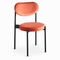 Chaise de salle à manger avec structure en métal, siège et dossier rembourrés ronds, orange, chaise d'appoint moderne pour la cuisine à domicile