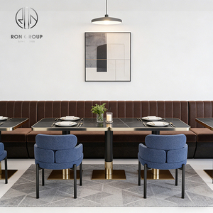 Ensemble de mobilier moderne de luxe en pierre frittée carrée et velours pour hôtel, café et restaurant : banquette, <span class=keywords><strong>table</strong></span> et chaises - Product Image 4