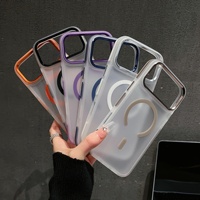 Étui de téléphone magnétique en acrylique mat pour la série 17 |   Coque transparente antichoc et anti-rayures avec pare-chocs coloré