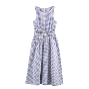 checkered blue and white dress Dream-House Swing Dress and Matching Bow in Baby Blue Gingham main image 1