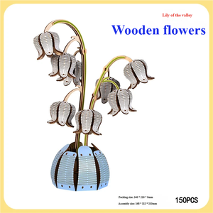 Rompecabezas 3D de Madera con Diseño de Flor, Kit para Adultos, Modelo Floral DIY, <50 Piezas, Ensamblaje en Media Hora, Rompecabezas de 2 Estrellas, Manualidad para el Hogar - Product Image 2