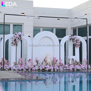 LEDA Ensemble personnalisable de 5 pièces, arche carrée blanche, toile de fond en PVC acrylique, décoration de scène de mariage - Product Image 2