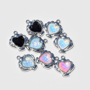 Heart Shape Zinc Alloy Pendant With <b>Shell</b> Design For <b>Bracelet</b> Making GJ182 - Product Image 1