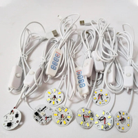Module LED rond USB 5V 3W blanc chaud 2835 SMD, plaque LED de 31 mm de diamètre avec câble interrupteur marche/arrêt de 1,5 m, lampe DIY, veilleuse