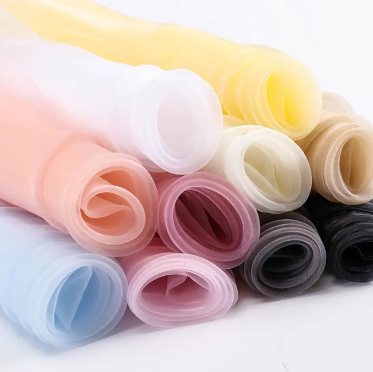 High Quality Encrypted Organza Fabric Wedding Dress Hanfu Fabric Clothing Net Gauze Material