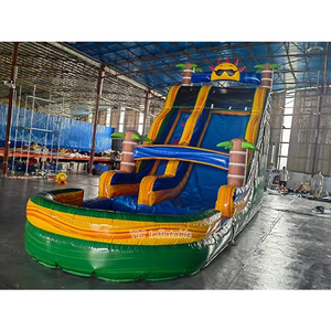Toboggan aquatique gonflable tropical géant avec piscine, <span class=keywords><strong>palmier</strong></span> 3D, château gonflable pour enfants, toboggan extérieur pour événements - Product Image 1
