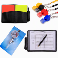 Kit d'arbitre de football Aiju, portable et durable, équipement d'entraîneur de football, cartes rouges et jaunes, dispositif de lancer latéral, manomètre, sifflet