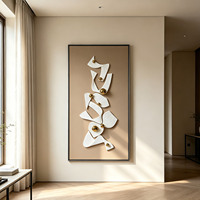 Décoration murale moderne de luxe 3D, art mural verticalement abstrait géométrique sculpté avec soin, pour entrée et maison, avec cadre personnalisé