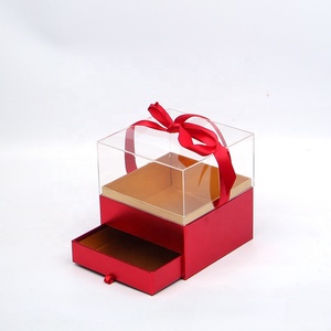 Hộp Ngăn Kéo Hình Vuông Cửa Sổ Trong Suốt Bằng Nhựa Acrylic Sang Trọng Hộp Cắm Hoa Hộp Quà Tặng Có Ruy Băng - Product Image 3