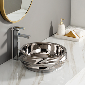 Fregaderos de baño de lujo Best Wash Lavabo de mano Baño Moderno forma especial Lavabo dorado - Product Image 5