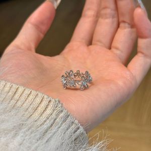 Dylam Lovely <b>Dainty</b> Fine Fashion Jewelry Rhodium Plated 925 Sterling Silver Cluster Flower 5A Zirconia Daily Wear Women <b>Rings</b> - Product Image 3