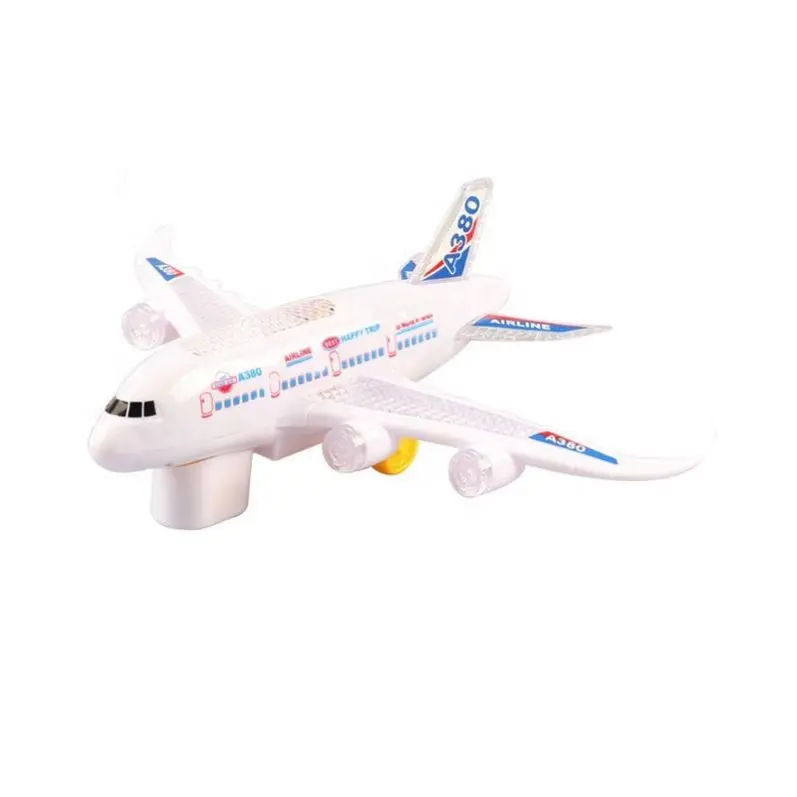 mini kids toy electric universal caster aircraft model plane with colorful 3d lights music air plane toy for kids