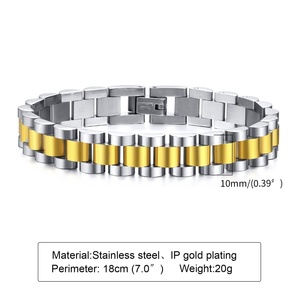 Bracelets pour hommes en acier inoxydable 316L haut de gamme, plaqués or, bracelet de montre, chaîne de bracelet - Product Image 5
