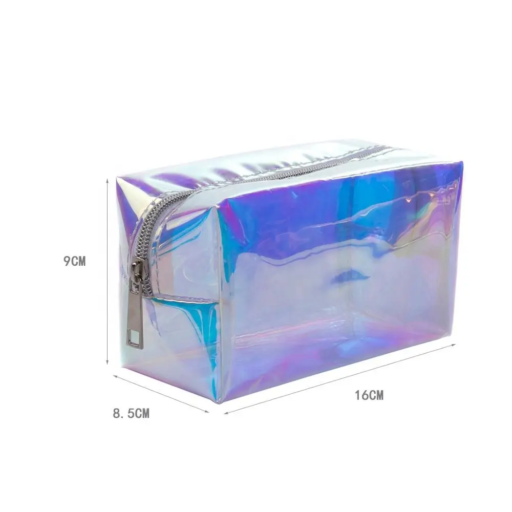 Versand bereit Holo graphic Vinyl Clear Wash Ziplock Wasserdichtes Sublimation werkzeug Organizer Tpu Kosmetik tasche