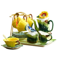 Nouvel ensemble de café Hibiscus Série Jungle, service à thé floral, design frais et mignon, cadeau de mariage, de déménagement, d'anniversaire, vente en gros