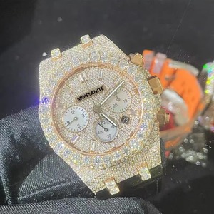 Drioshipping classic 904L stainless steel diamond <b>mechanical</b> chronograph wristwatch luxury VVS moissanite <b>watch</b> for men - Product Image 1