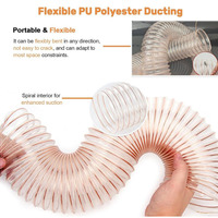 Tuyau d'extraction de poussière flexible transparent résistant au feu, tuyau de collecte de poussière long, pour le travail du bois/le ponçage/la scie à onglets, tuyau en PU avec découpe