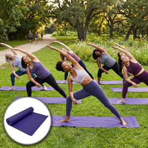 Tapis de yoga rectangulaire PER antidérapant, léger, Pilates, logo personnalisé, 4 mm d'épaisseur, utilisation universelle, extérieur, intérieur, exercice, fitness - Product Image 1