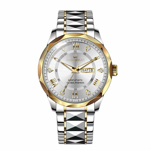 <span class=keywords><strong>Montre</strong></span> Louie Juelen pour homme, bracelet <span class=keywords><strong>en</strong></span> acier inoxydable doré, étanche, double calendrier, mécanique à quartz, aiguilles simples - Product Image 5