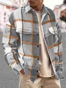 Giacche <span class=keywords><strong>Invernali</strong></span> da <span class=keywords><strong>Uomo</strong></span> All'Ingrosso, Calde Giacche a Quadri in Flanella con Colletto Rovesciato e Tasca sul Petto, Giacca Casual alla Moda per <span class=keywords><strong>Uomo</strong></span> - Product Image 5