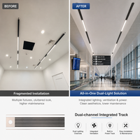 Rail de plafond en aluminium intégré avec double fente pour éclairage, système de ventilation AC, d'extincteurs et de détecteurs de fumée