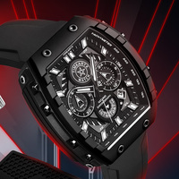 TIMEARTX – montre chronographe à Quartz pour hommes, cadran multifonction, bracelet en Silicone, 45mm, étanche 3ATM, lumineux, TA-5670