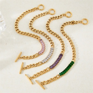 18K Gold Stainless Steel Cuban <b>Chain</b> Bracelets Chunky Miami <b>Chain</b> <b>Iced</b> <b>Out</b> Zircon Bracelet for Women - Product Image 2