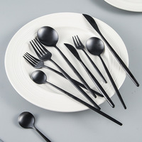 Ensemble de couverts en acier inoxydable mat doré de qualité supérieure, ensemble de couteaux, fourchettes et cuillères de luxe pour les dîners, les mariages et la vaisselle de restaurant