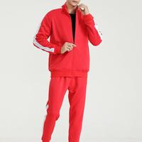 Ensemble de sport respirant et anti-transpiration pour homme avec capuche, veste de sport et pantalon de survêtement, motif uni, 100 % polyester, cordon de serrage, collection automne