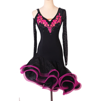 Vêtements de danse de salon personnalisés, nouvelle robe de compétition professionnelle pour femme et adulte, manches doubles, cha-cha samba