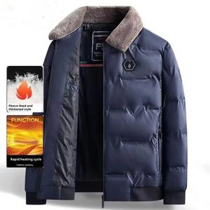 Veste matelassée en coton pour hommes, chaude, col montant, automne hiver, nouveau, décontracté, simple, confortable, imperméable, cuir épais - Product Image 1