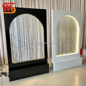 Smooth High Quality Wedding Waterfall Arch White Metal Welcome Sign <b>Backdrop</b> With White Light - Product Image 4
