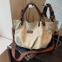 Sac fourre-tout vintage en polyester 2026 pour femme, grande capacité, avec fermeture éclair, sac à bandoulière, sac à main, pour le travail, le shopping et l'usage quotidien