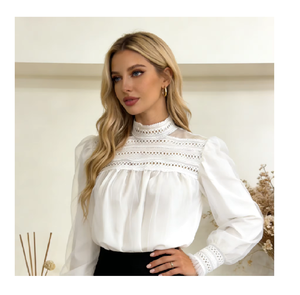 Producto en Oferta, Blusas y Camisas Blancas con Cuello y Logotipo Personalizado de Alta Calidad para Mujer - Product Image 2