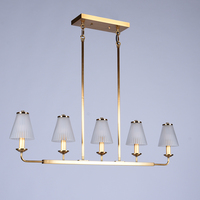Lustre linéaire moderne de luxe en acier inoxydable doré et verre, 5 lumières, LED 30W, garantie 2 ans, pour salle à manger, cuisine, salon
